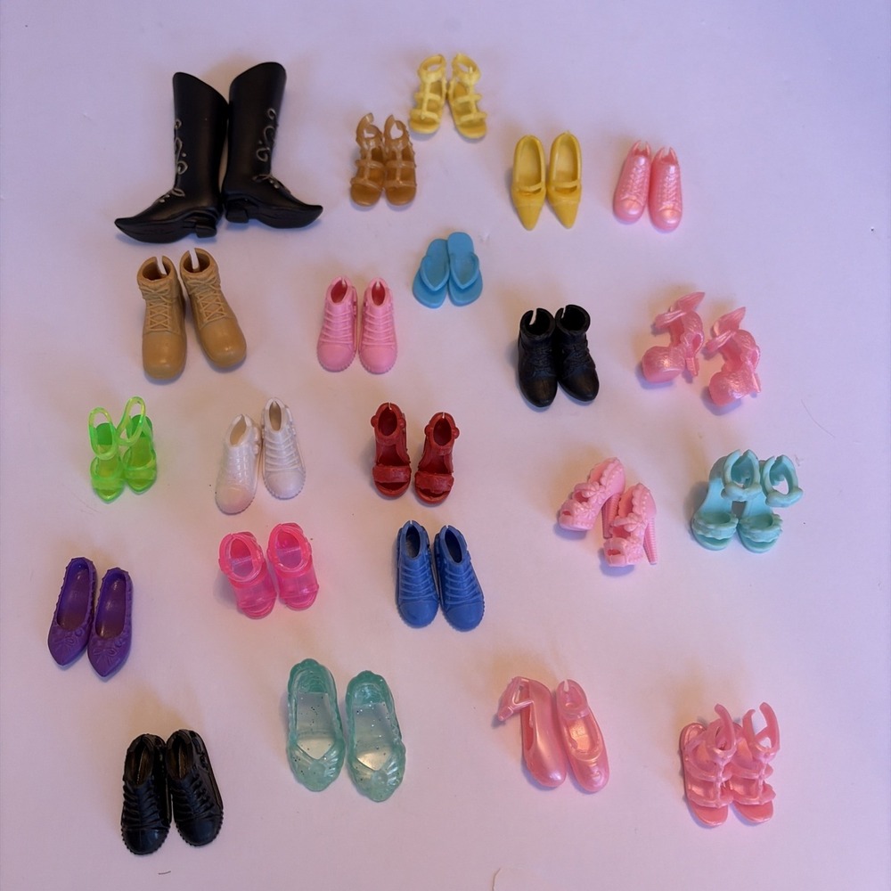Lot Of Assorted Barbie Size Shoes - Heels, Flat, Boots, Ballerina, Flip Flop